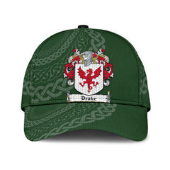 Clan Drake Coat Of Arms - Irish Family Crest St Patrick's Day Classic CapNY13 Classic Cap - Drake Coat Of Arms St Patrick's Day Classic Cap Irish Cap