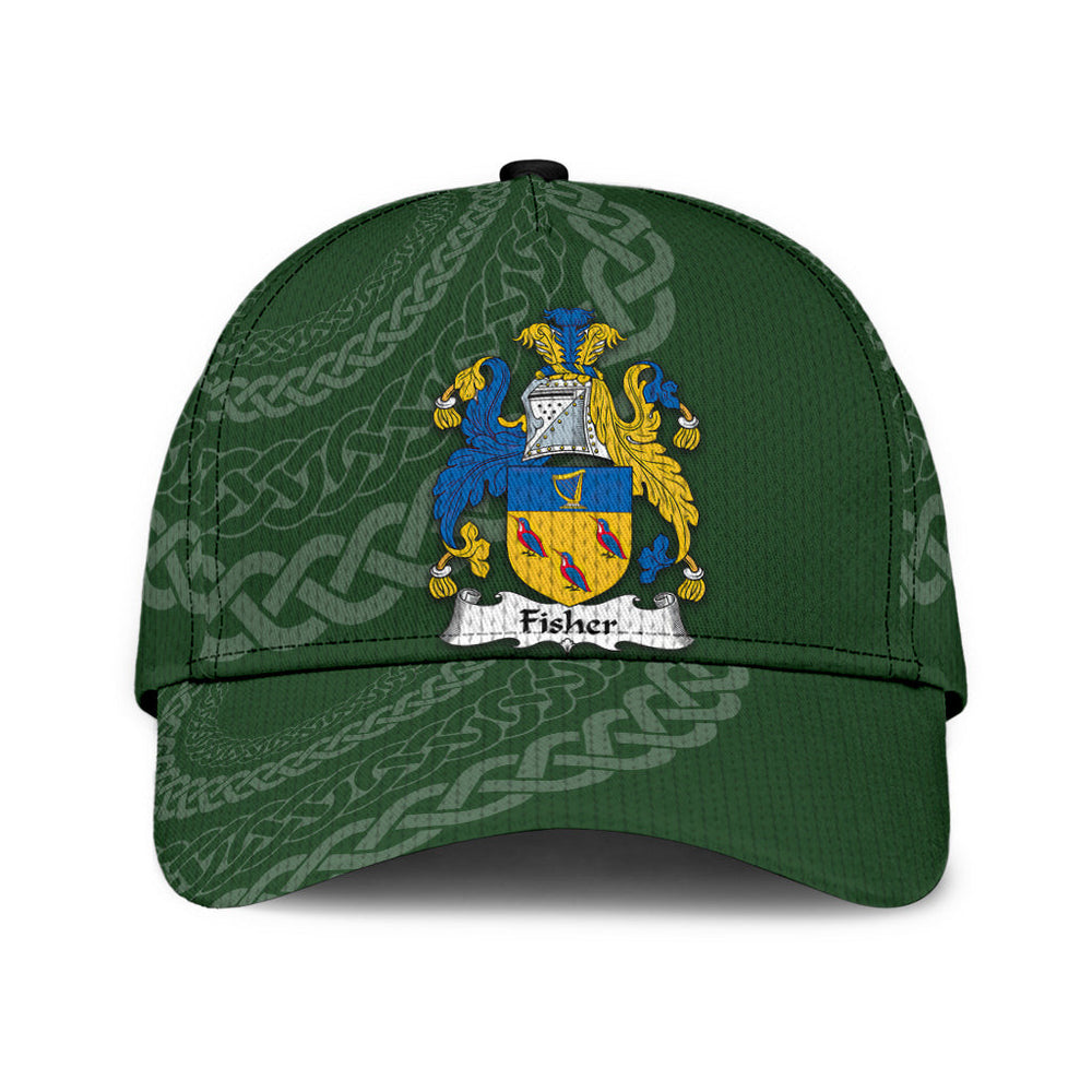 Clan Fisher Coat Of Arms - Irish Family Crest St Patrick's Day Classic CapCC69 Classic Cap - Fisher Coat Of Arms St Patrick's Day Classic Cap Irish Cap