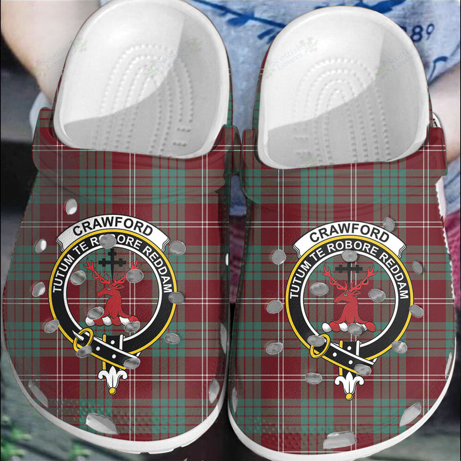Clan Crawford Modern Tartan Crest Clogs Classic