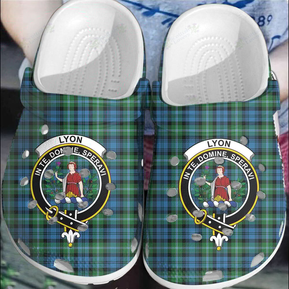 Clan Lyon Tartan Crest Clogs Classic GU24 Lyon Clan Tartan Tartan Today