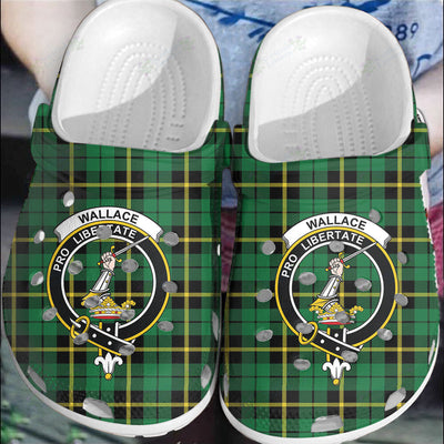 Clan Wallace Hunting - Green Tartan Crest Clogs Classic WA42