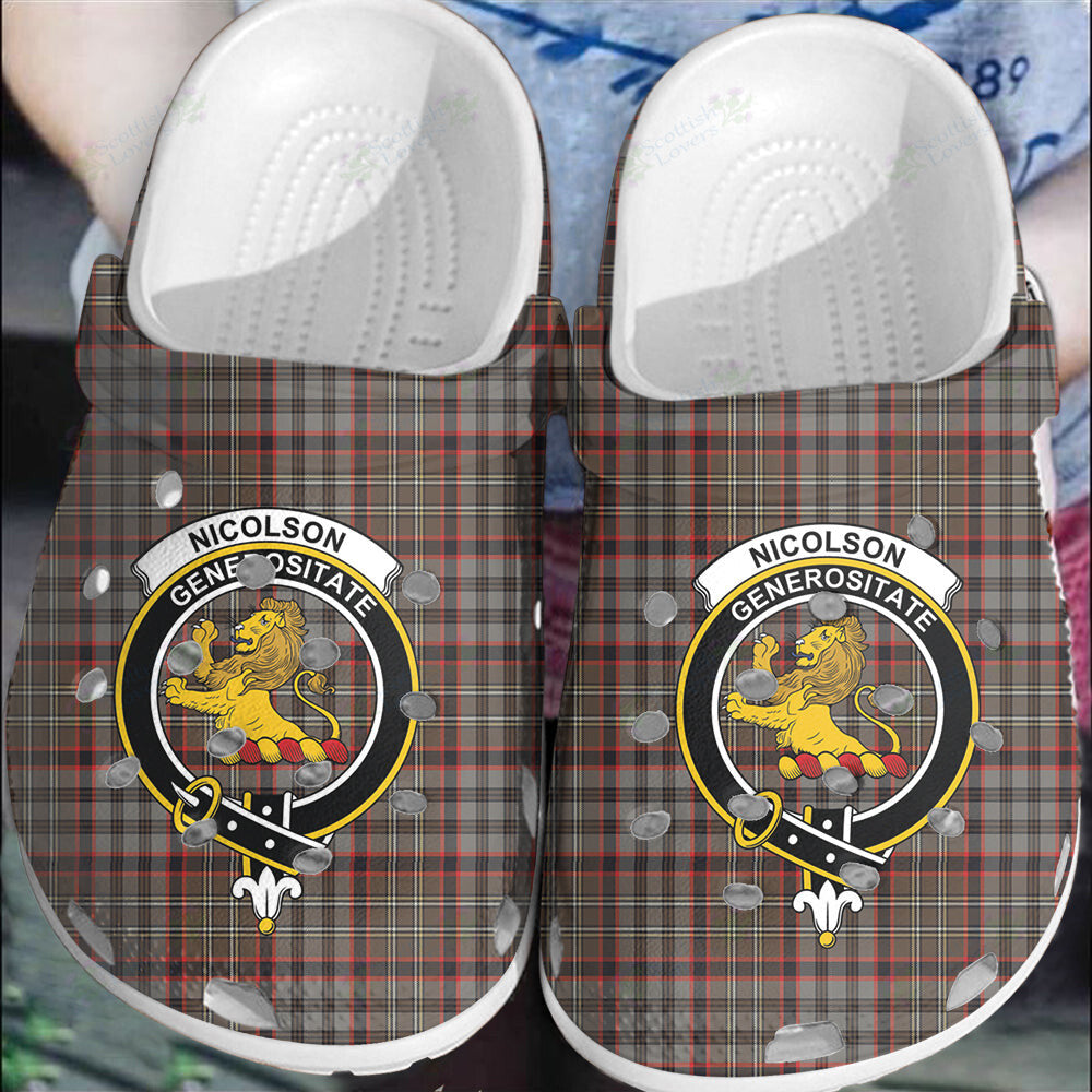 Clan Nicolson Hunting Weathered Tartan Crest Clogs Classic JP91 Nicolson Hunting Weathered Tartan Tartan Today