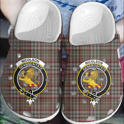 Clan Nicolson Hunting Weathered Tartan Crest Clogs Classic JR22