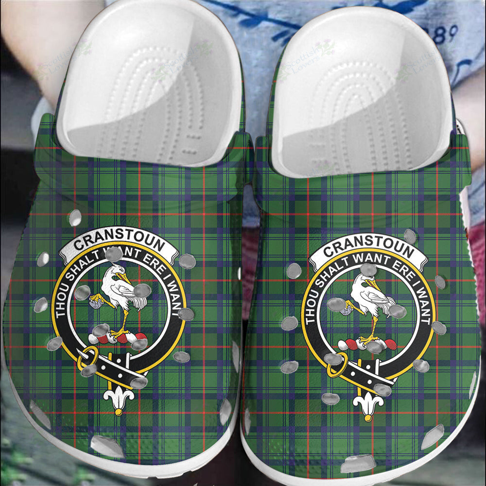 Clan Cranstoun Tartan Crest Clogs Classic EV29 Cranstoun Tartan Tartan Today