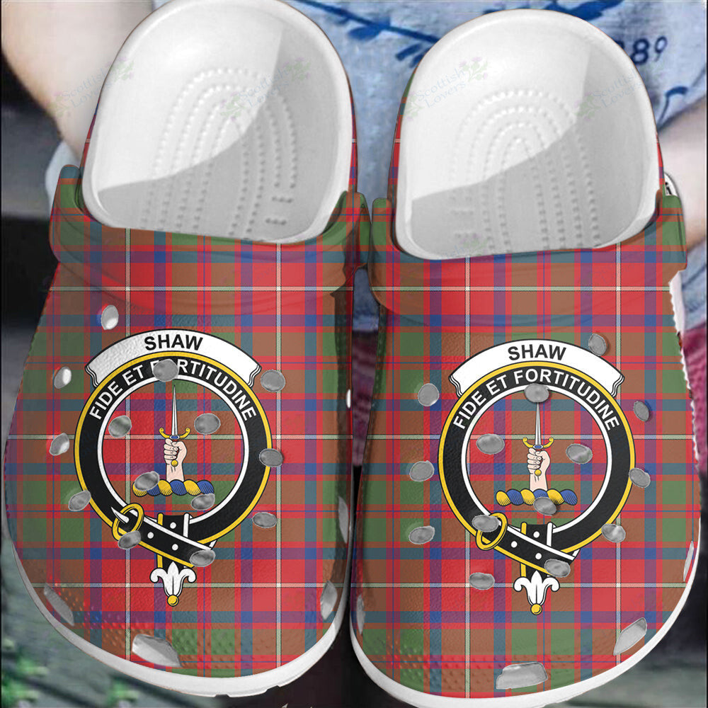 Clan Shaw Red Modern Tartan Crest Clogs Classic MD46 Shaw Red Modern Tartan Tartan Today