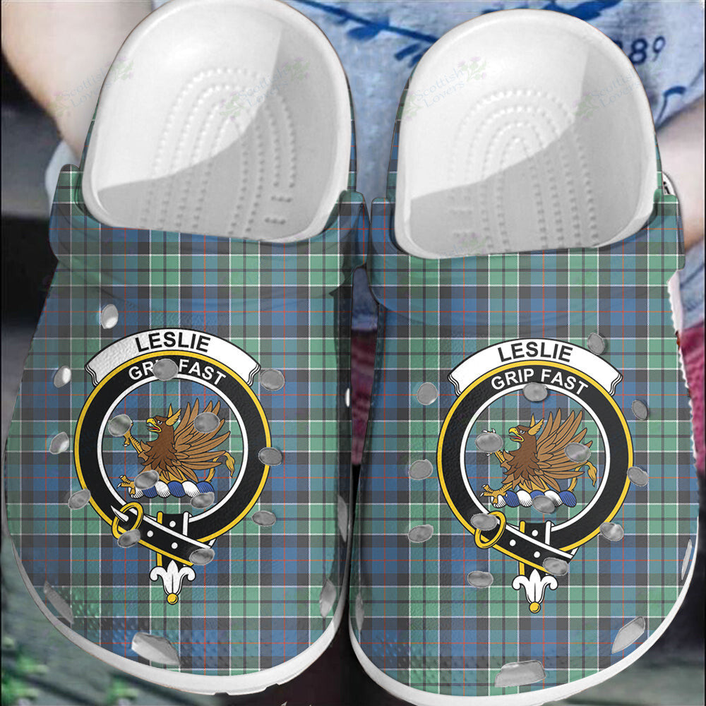 Clan Leslie Hunting Tartan Crest Clogs Classic RY28 Leslie Hunting Tartan Tartan Today