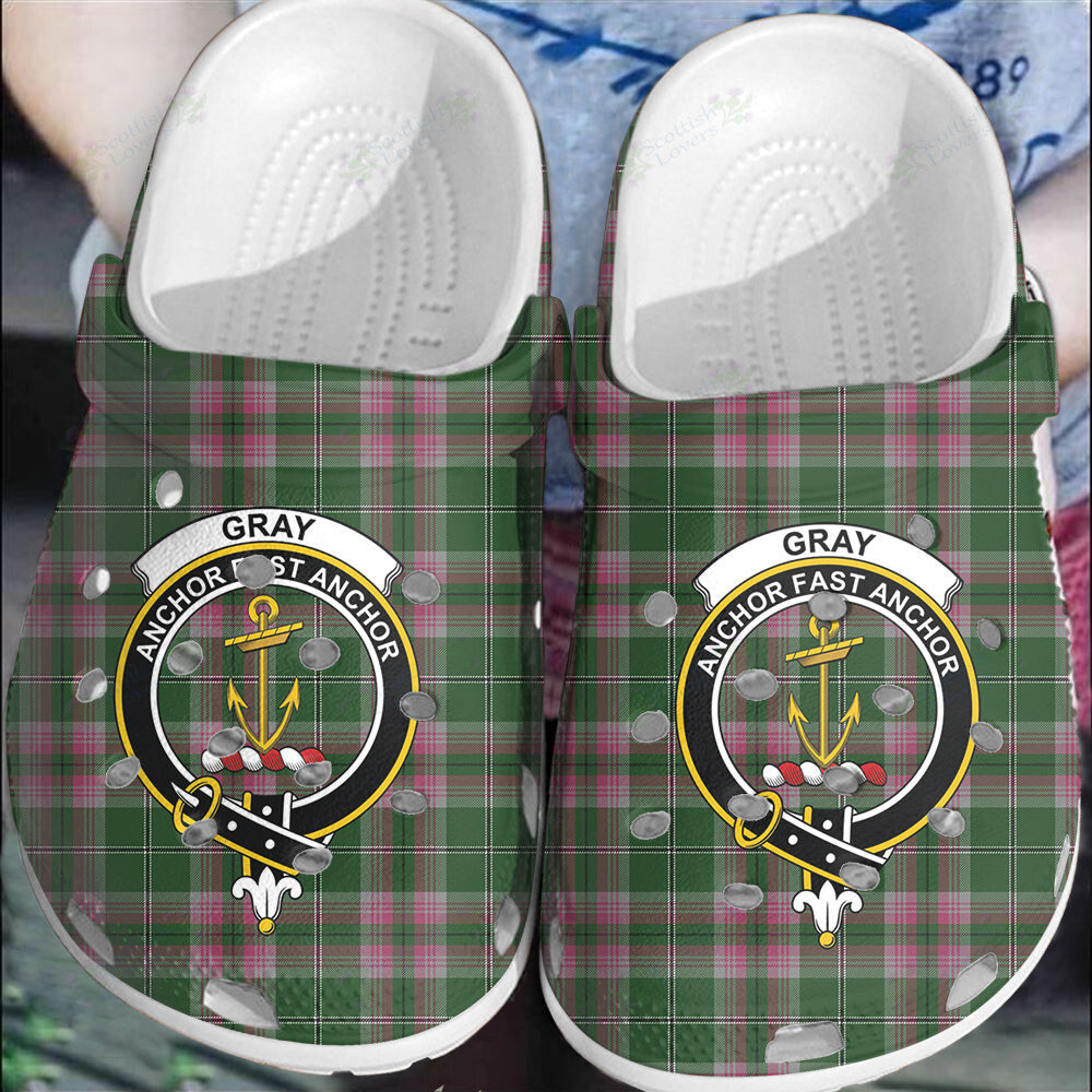 Clan Gray Tartan Crest Clogs Classic DD78 Gray Tartan Tartan Today