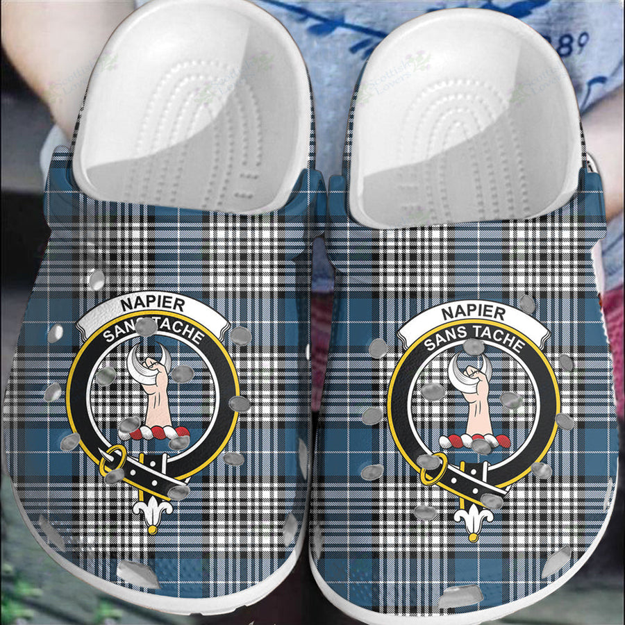 Clan Napier Modern Tartan Crest Clogs Classic