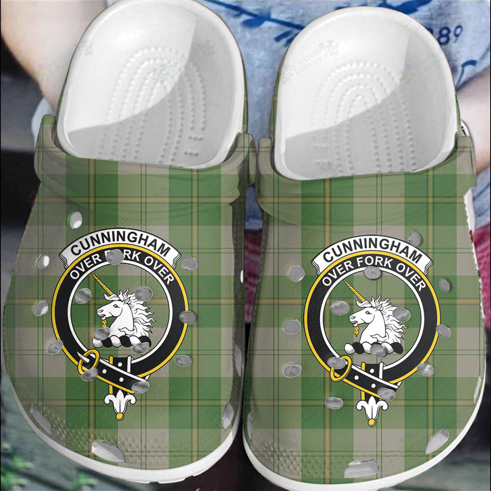 Clan Cunningham Dress Green Dancers Tartan Crest Clogs Classic UL33 Cunningham Dress Green Dancers Tartan Tartan Today