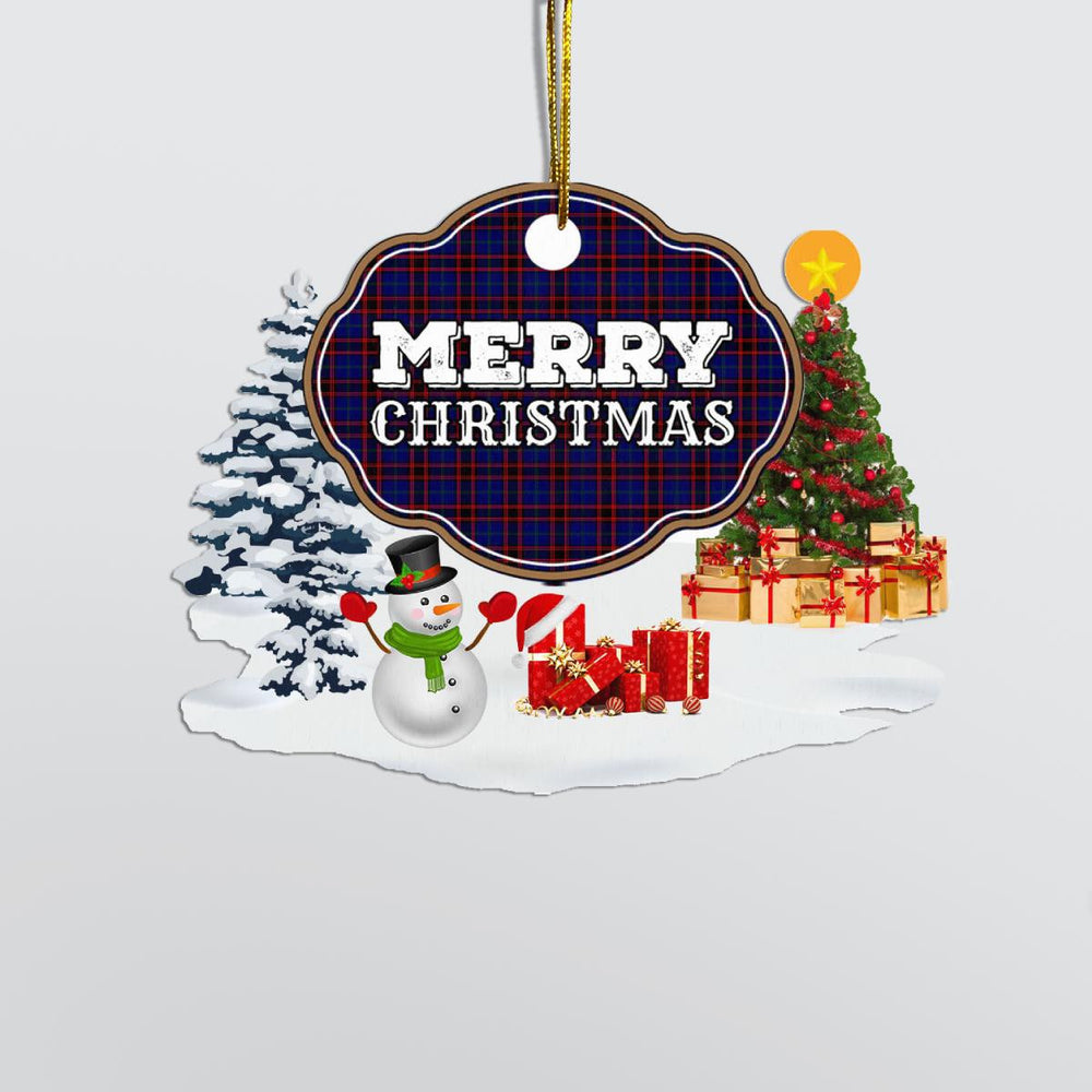 Clan Home Modern "Merry Christmas" Tartan Acrylic Ornament MD17 Home Modern Tartan Tartan Christmas