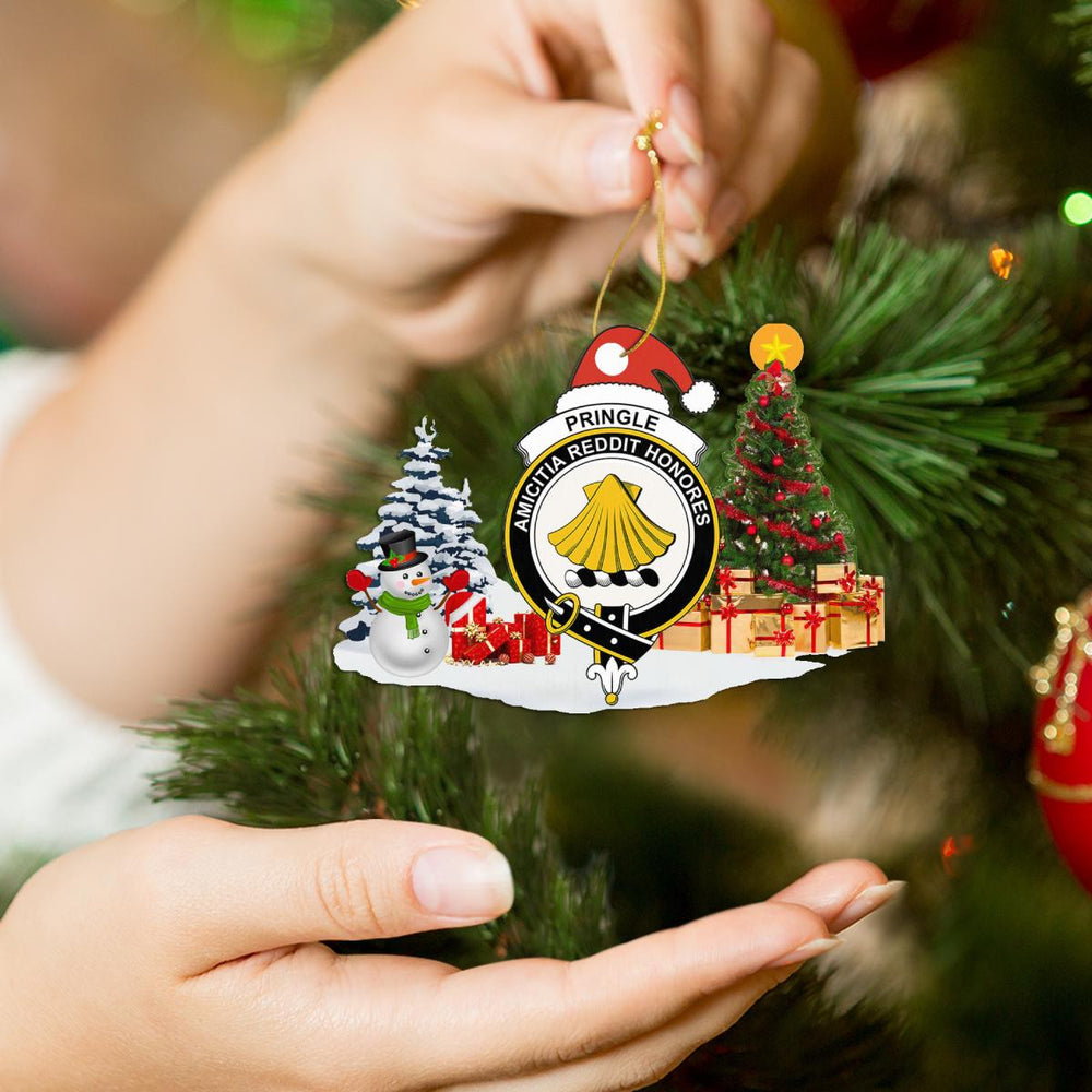 Clan Pringle Crest Tartan Acrylic Christmas Ornament ZM64 Pringle Tartan Tartan Christmas