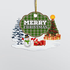Clan Cunningham Dress Green Dancers "Merry Christmas" Tartan Acrylic Ornament MB14 Cunningham Dress Green Dancers Tartan Tartan Christmas