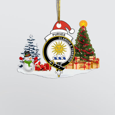 Clan Purves Crest Tartan Acrylic Christmas Ornament OH26
