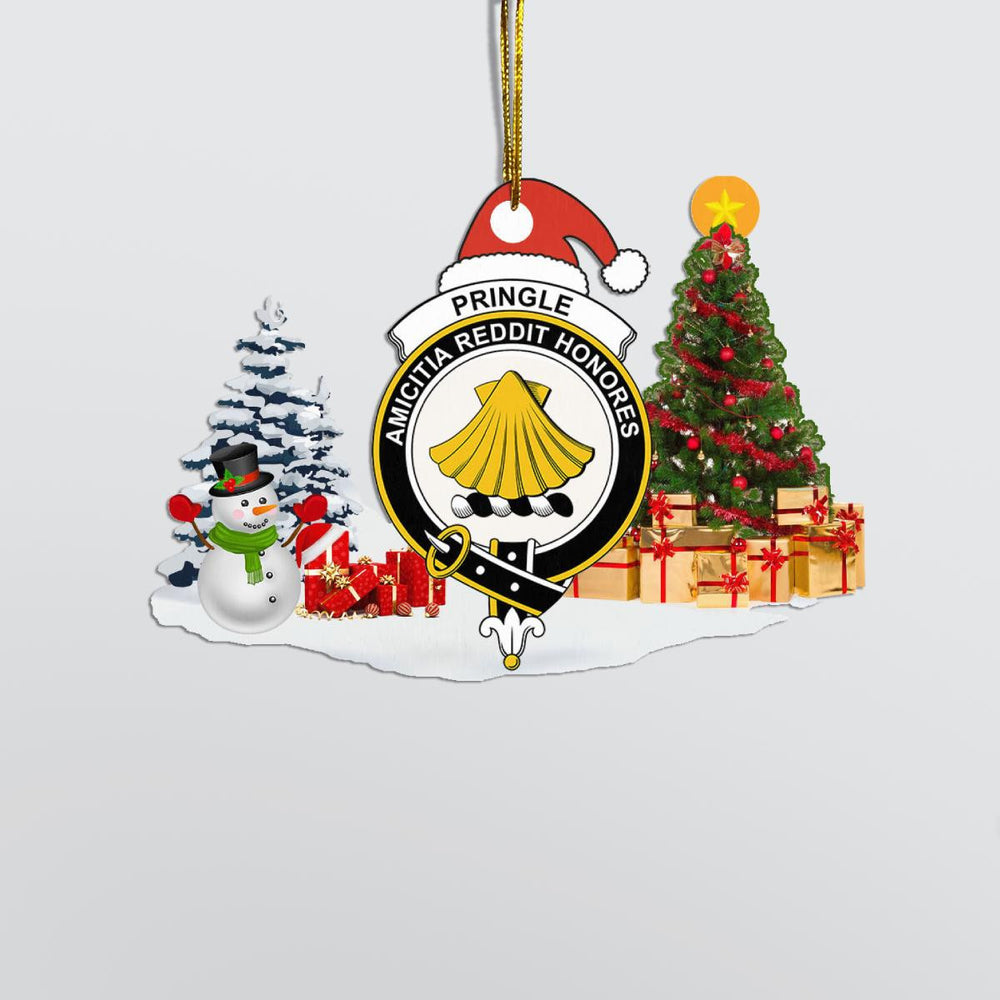 Clan Pringle Crest Tartan Acrylic Christmas Ornament ZM64 Pringle Tartan Tartan Christmas