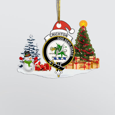 Clan Crichton Crest Tartan Acrylic Christmas Ornament RA72