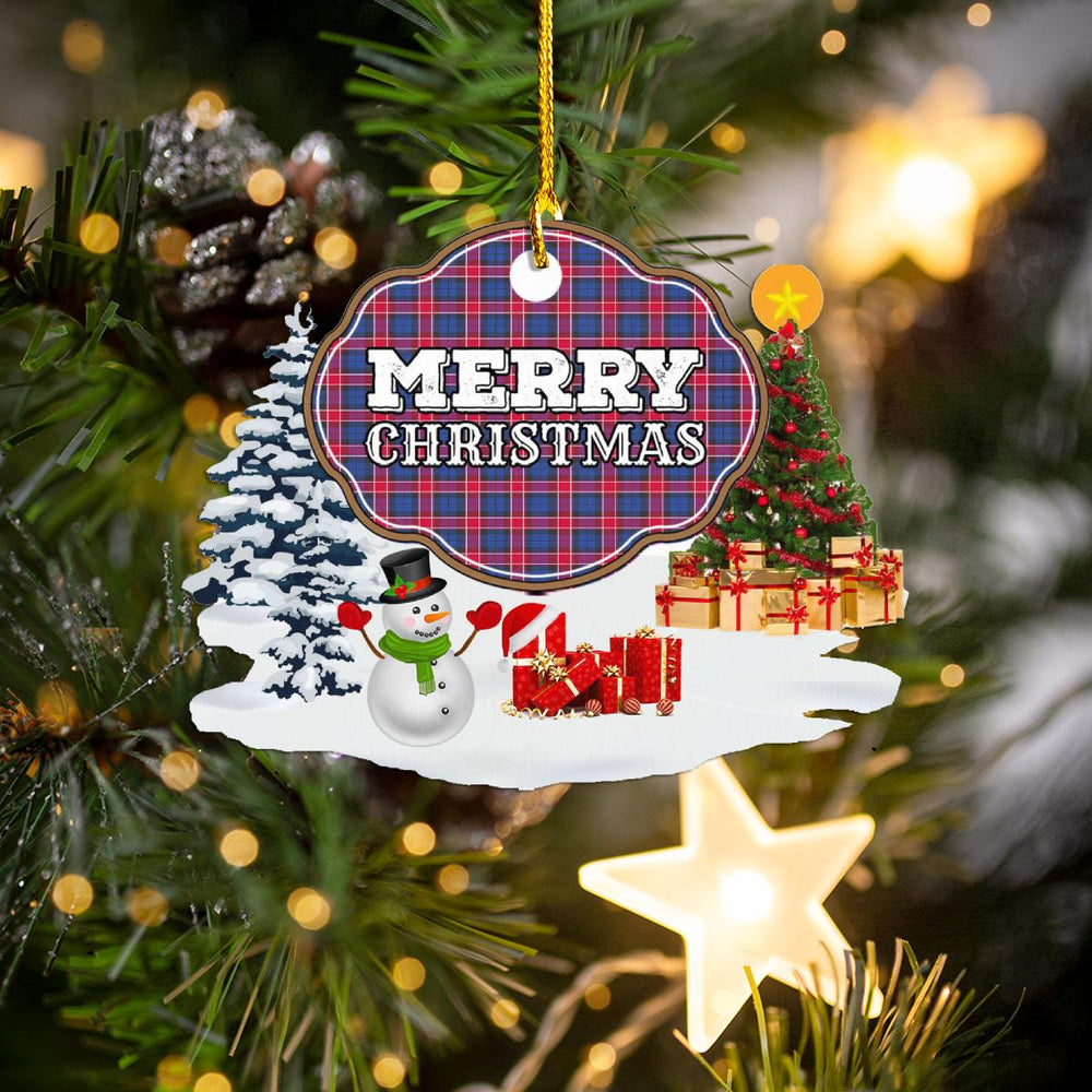 Clan Graham of Menteith Red "Merry Christmas" Tartan Acrylic Ornament ER71 Graham of Menteith Red Tartan Tartan Christmas