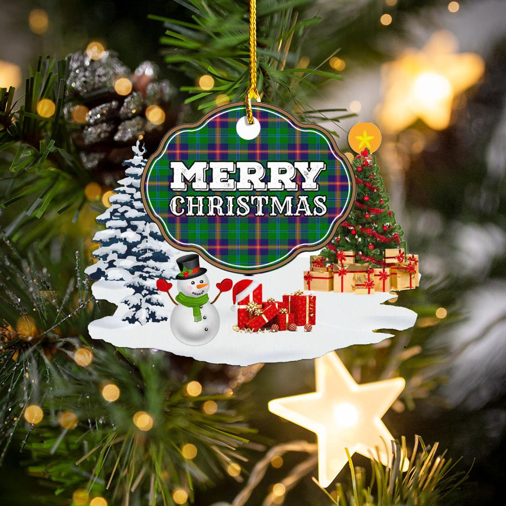Clan Young Modern "Merry Christmas" Tartan Acrylic Ornament NY75 Young Modern Tartan Tartan Christmas