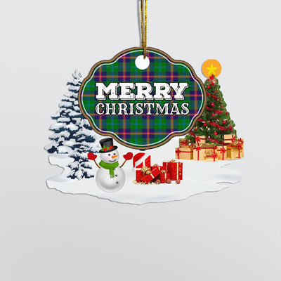 Clan Young Modern "Merry Christmas" Tartan Acrylic Ornament