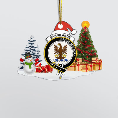 Clan Sandilands Crest Tartan Acrylic Christmas Ornament SR90