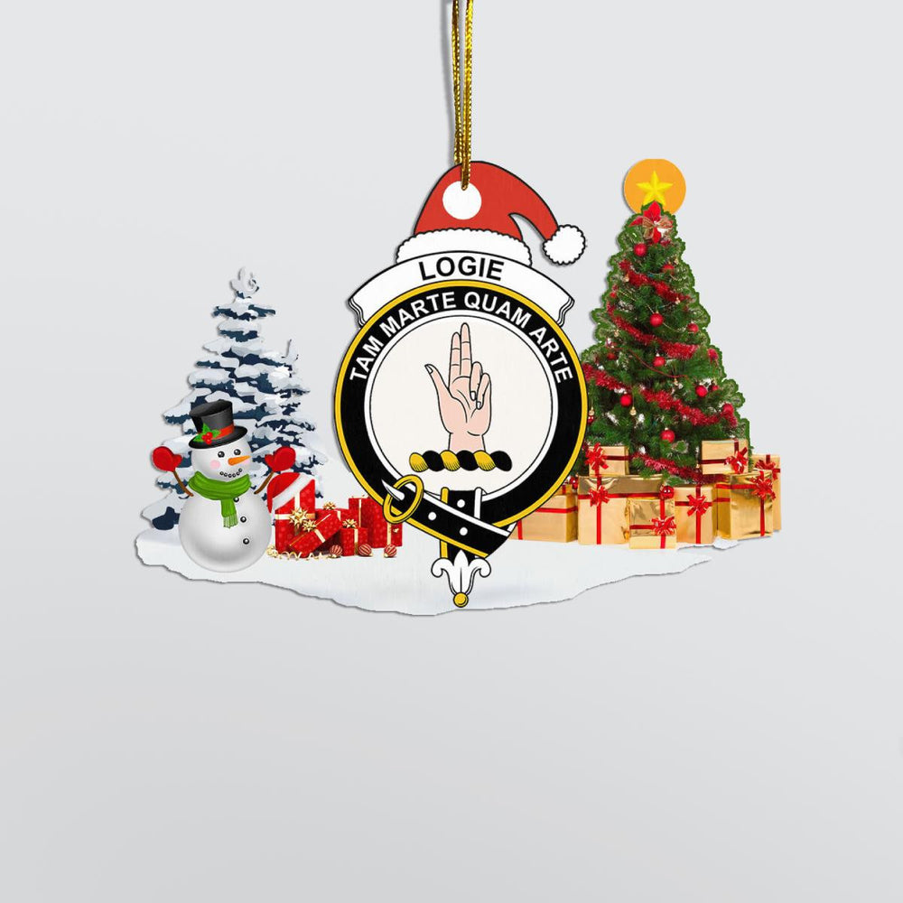 Clan Logie Crest Tartan Acrylic Christmas Ornament QB27 Logie Tartan Tartan Christmas