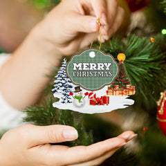 Clan Kelly Dress "Merry Christmas" Tartan Acrylic Ornament KG61 Kelly Dress Tartan Tartan Christmas