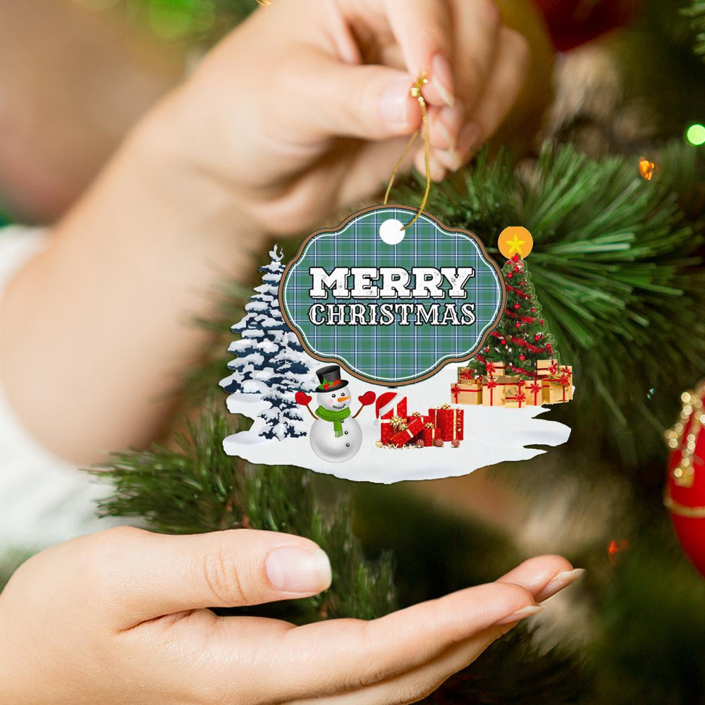 Clan Irvine "Merry Christmas" Tartan Acrylic Ornament RU23 Irvine Tartan Tartan Christmas