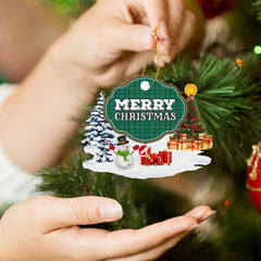 Clan Ross Hunting Ancient "Merry Christmas" Tartan Acrylic Ornament YR74 Ross Hunting Ancient Tartan Tartan Christmas