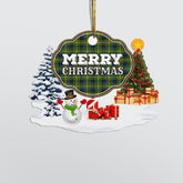 Clan Reid Green "Merry Christmas" Tartan Acrylic Ornament TT65 Reid Green Tartan Tartan Christmas