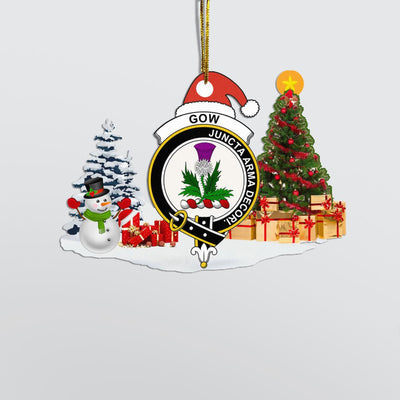 Clan Gow (of Skeoch) Crest Tartan Acrylic Christmas Ornament RH40