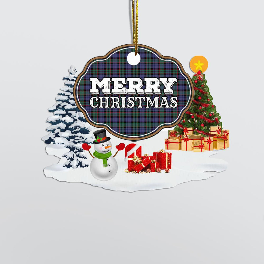 Clan Fletcher Modern "Merry Christmas" Tartan Acrylic Ornament ES75 Fletcher Modern Tartan Tartan Christmas