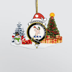 Clan Pennycook Crest Tartan Acrylic Christmas Ornament HJ55 Pennycook Tartan Tartan Christmas