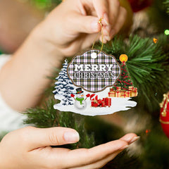 Clan MacPherson Dress Modern "Merry Christmas" Tartan Acrylic Ornament BJ72 MacPherson Dress Modern Tartan Tartan Christmas