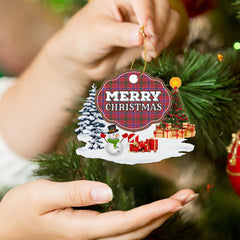 Clan MacRae Ancient "Merry Christmas" Tartan Acrylic Ornament QW51 MacRae Ancient Tartan Tartan Christmas
