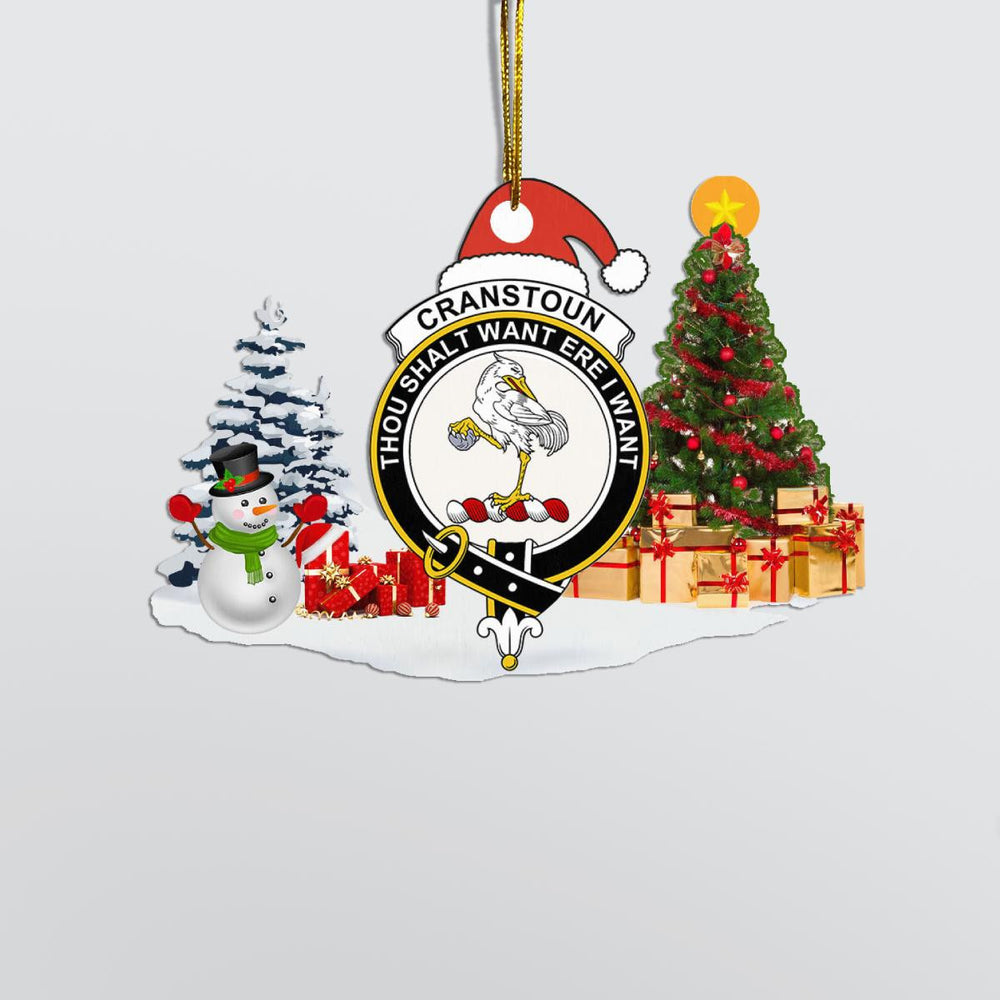 Clan Cranstoun Crest Tartan Acrylic Christmas Ornament ND86 Cranstoun Tartan Tartan Christmas