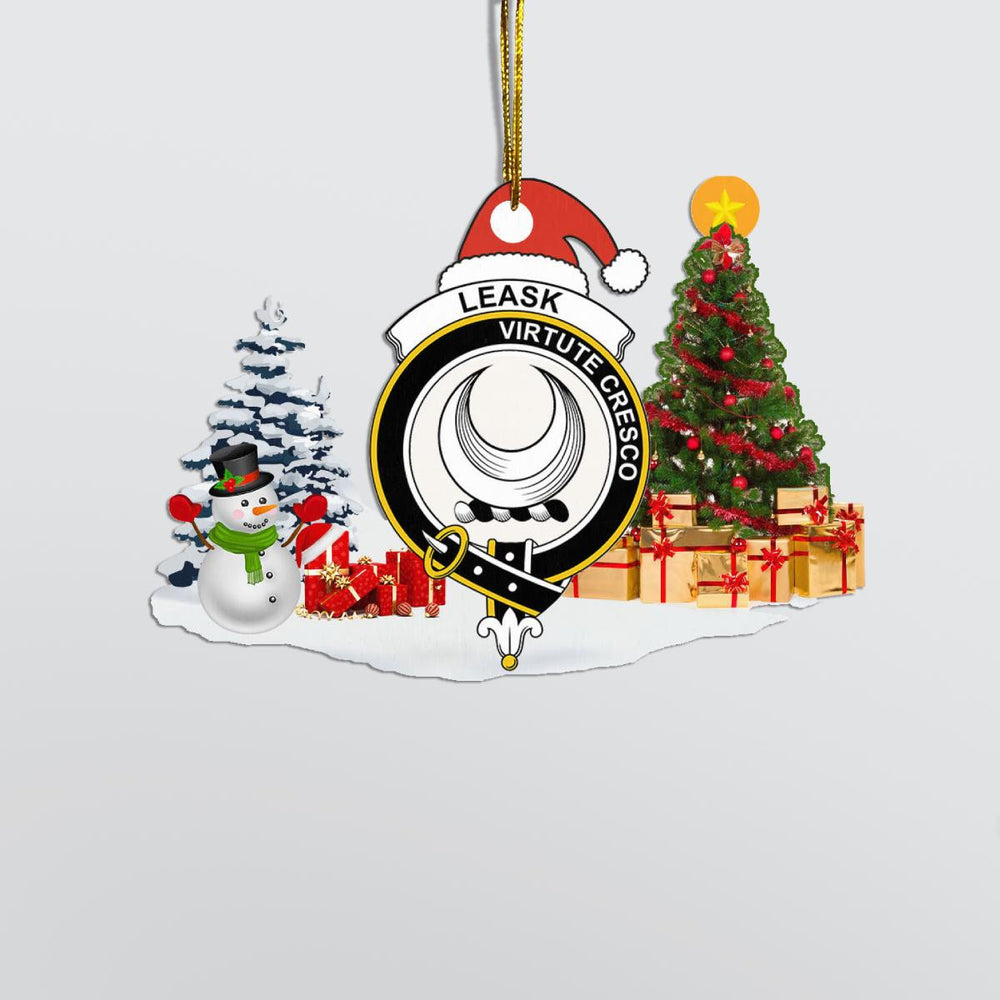 Clan Leask Crest Tartan Acrylic Christmas Ornament RO69 Leask Tartan Tartan Christmas