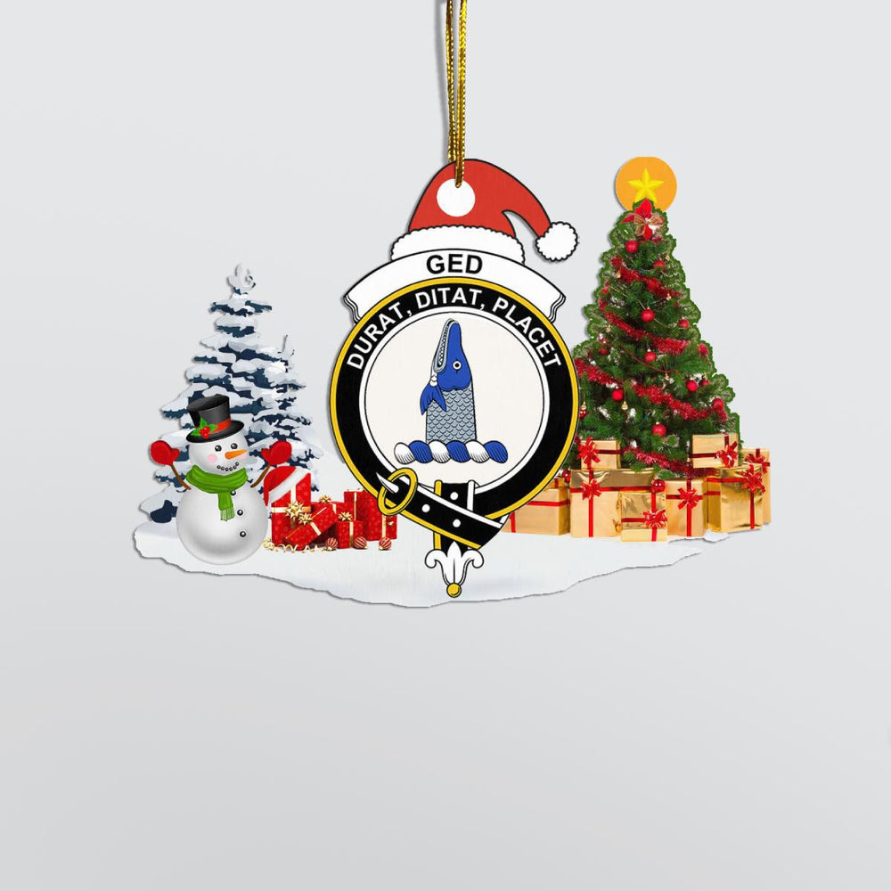 Clan Ged Crest Tartan Acrylic Christmas Ornament QG74 Ged Tartan Tartan Christmas
