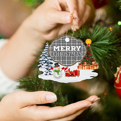 Clan Scott Black & White Modern "Merry Christmas" Tartan Acrylic Ornament BN39 Scott Black & White Modern Tartan Tartan Christmas
