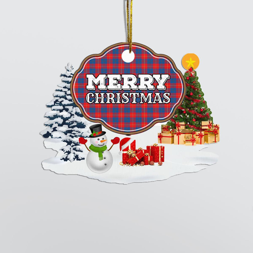 Clan Galloway Red "Merry Christmas" Tartan Acrylic Ornament PH78 Galloway Red Tartan Tartan Christmas