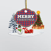 Clan Galloway Red "Merry Christmas" Tartan Acrylic Ornament PH78 Galloway Red Tartan Tartan Christmas