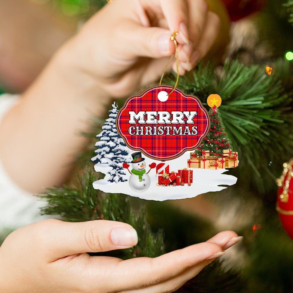 Clan Rose "Merry Christmas" Tartan Acrylic Ornament OT97 Rose Tartan Tartan Christmas