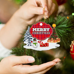 Clan Rose "Merry Christmas" Tartan Acrylic Ornament OT97 Rose Tartan Tartan Christmas