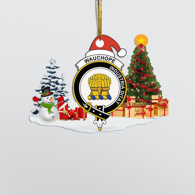 Clan Wauchope (or Waugh) Crest Tartan Acrylic Christmas Ornament YN99