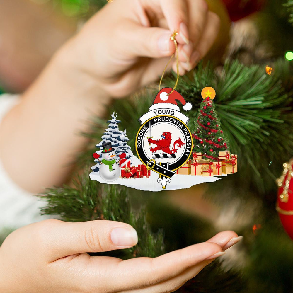 Clan Young Crest Tartan Acrylic Christmas Ornament DA21 Young Tartan Tartan Christmas