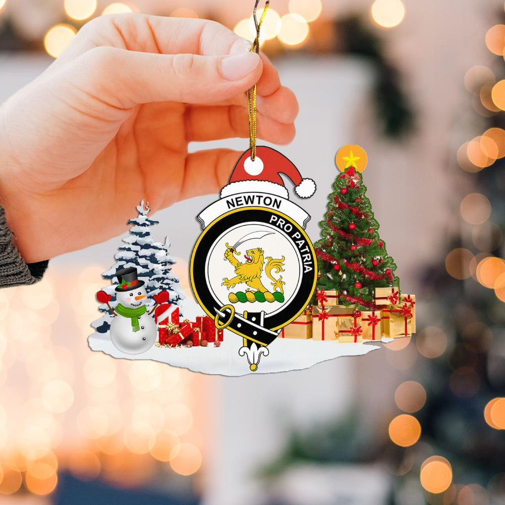 Clan Newton Crest Tartan Acrylic Christmas Ornament VC13 Newton Tartan Tartan Christmas