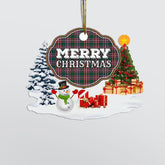Clan MacFarlane Hunting Modern "Merry Christmas" Tartan Acrylic Ornament US45 MacFarlane Hunting Modern Tartan Tartan Christmas