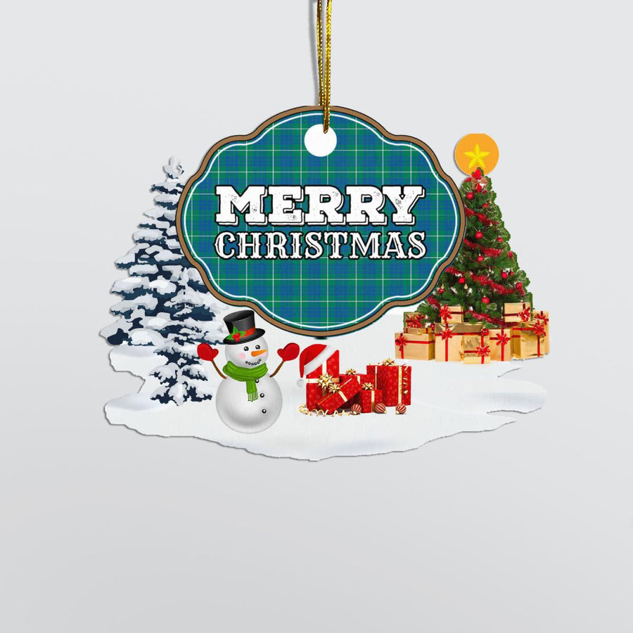 Clan Hamilton Hunting Ancient "Merry Christmas" Tartan Acrylic Ornament HE32 Hamilton Hunting Ancient Tartan Tartan Christmas