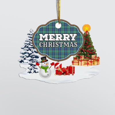 Clan Leslie Hunting Ancient "Merry Christmas" Tartan Acrylic Ornament