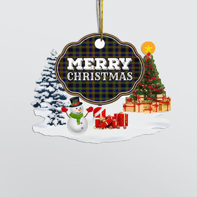 Clan Clelland Modern "Merry Christmas" Tartan Acrylic Ornament