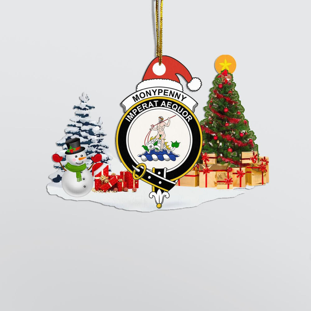 Clan Monypenny Crest Tartan Acrylic Christmas Ornament TF37 Monypenny Tartan Tartan Christmas