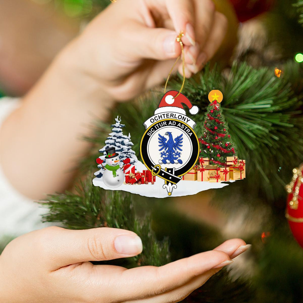 Clan Ochterlony Crest Tartan Acrylic Christmas Ornament CP98 Ochterlony Tartan Tartan Christmas